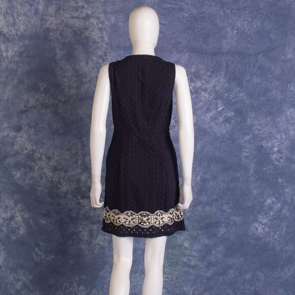 WOMENS CALYPSO ST. BARTH NAVY SLEEVELESS BEADED EYELET DRESS SZ M - Picture 3 of 4